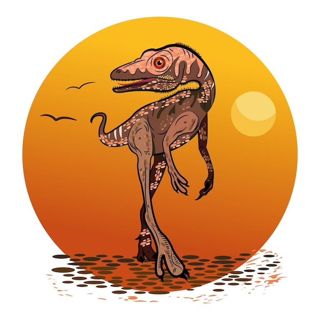 Vettore schizzo colorato isolato di un'illustrazione vettoriale del velociraptor