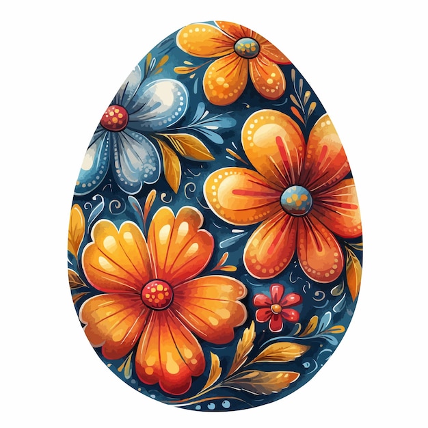 Vector isolated colorful easter egg flowers