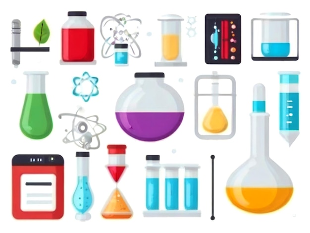 Vector isolated colorful science objects and icons vector set vector