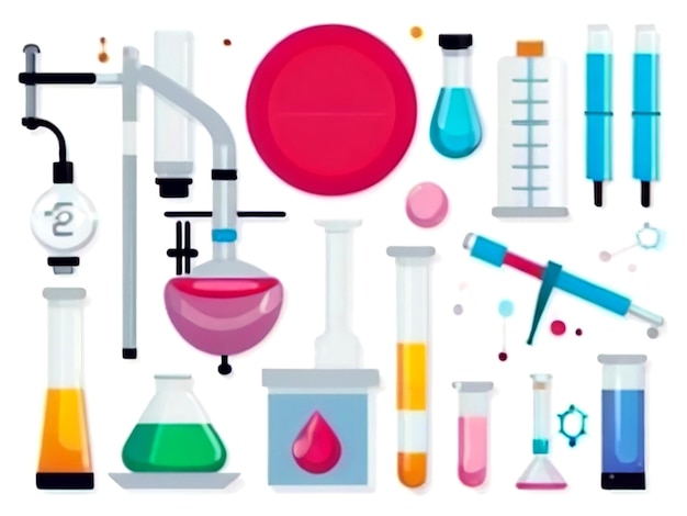 Vector isolated colorful science objects and icons vector set vector