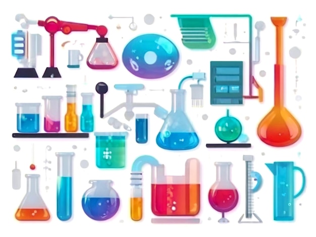 Vector isolated colorful science objects and icons vector set vector