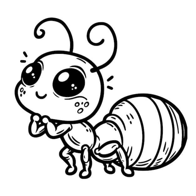 Isolated coloring page of a vector ant