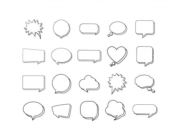 Vector isolated communication bubbles set