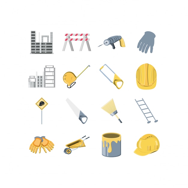 Isolated construction icon set