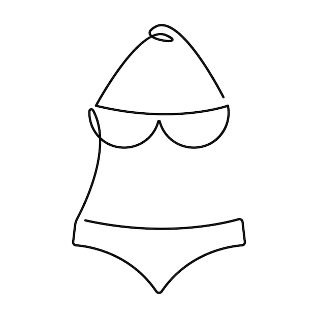 Isolated continuous line drawing bikini lingerie underpants and bra Summer and spring