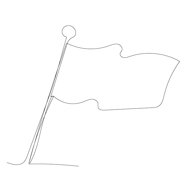 Isolated continuous single line drawing flag