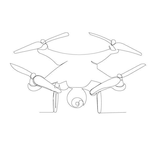 Vector isolated continuous single line drawing quadrocopter