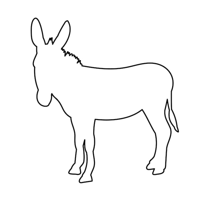 Vector isolated contour of donkeys sketch