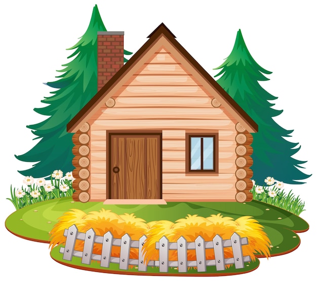 Vector isolated cottage in the wood