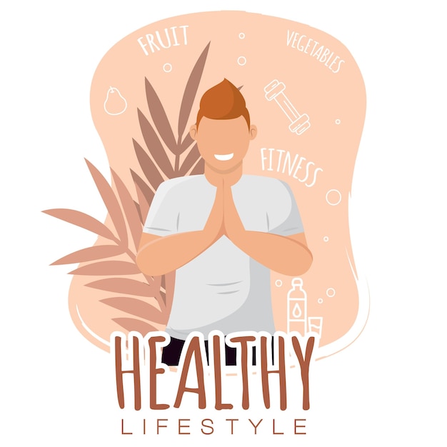 Isolated cute boy healthy abstract character Healthy lifestyle Vector