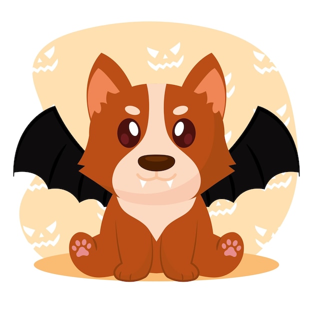 Isolated cute dog with a vampire costume Vector illustration