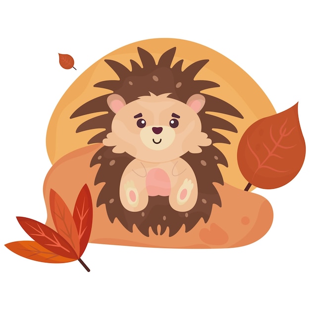 Isolated cute hedgehog autumn animal vector illustration