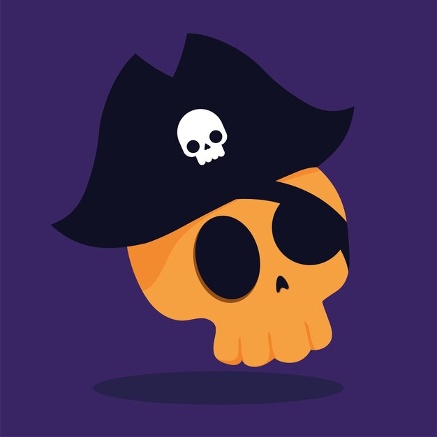 Isolated cute skull with a pirate hat Vector illustration