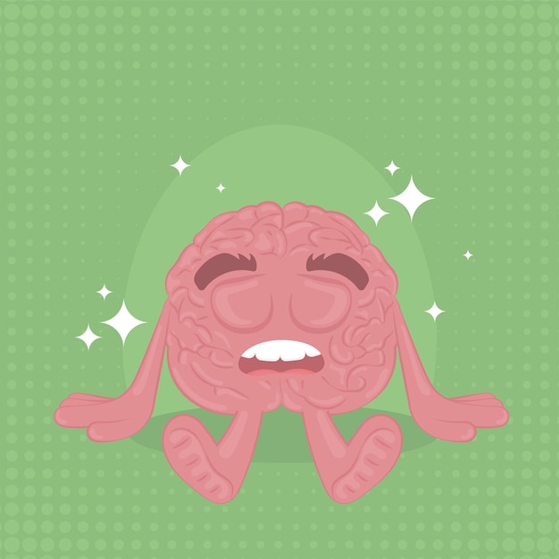 Isolated cute sleepy brain cartoon character Vector