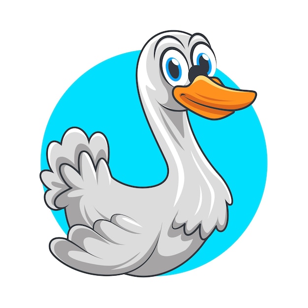 Vector isolated cute swan cartoon illustration