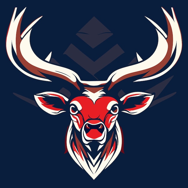 Isolated deer head in us flag colors