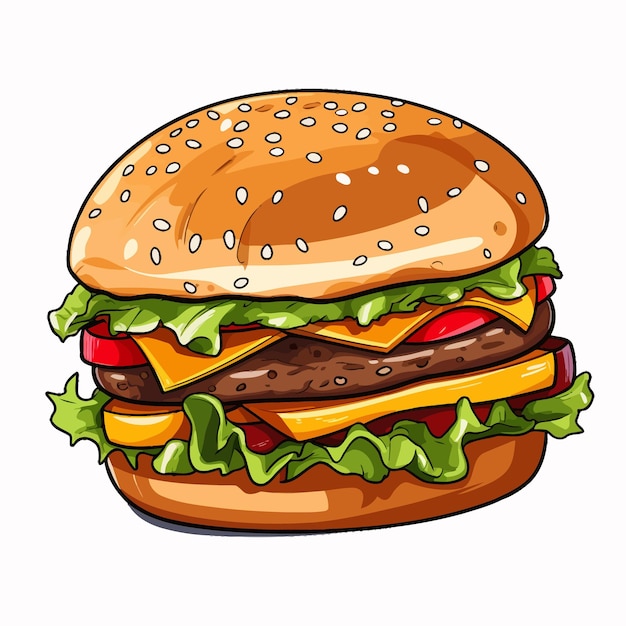 Isolated_delicious_hamburger_cartoon_vector