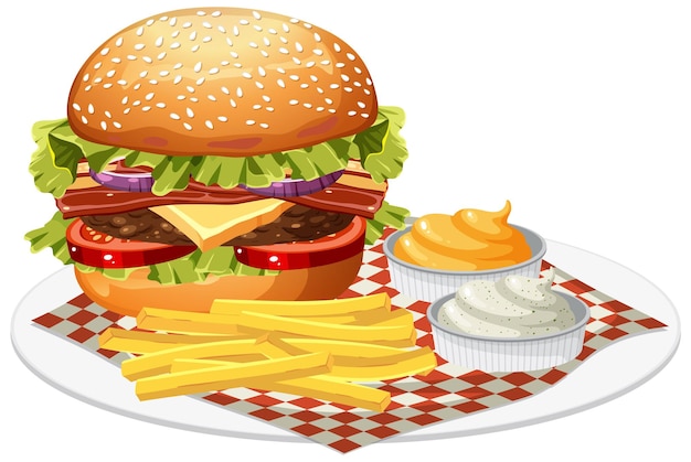 Vector isolated delicious hamburger cartoon
