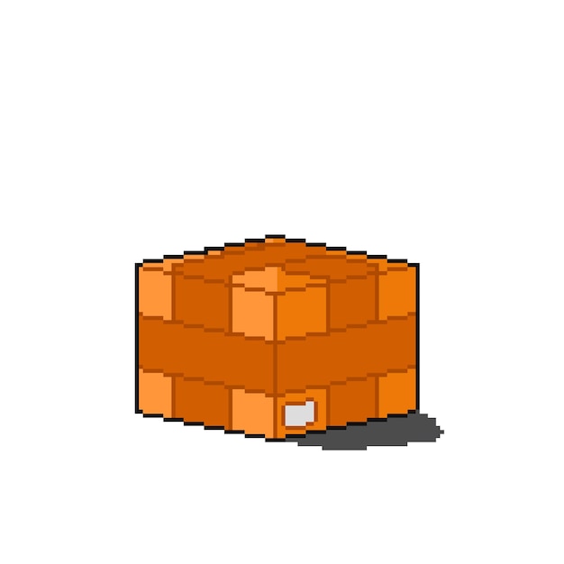 Isolated delivery box with pixel art style