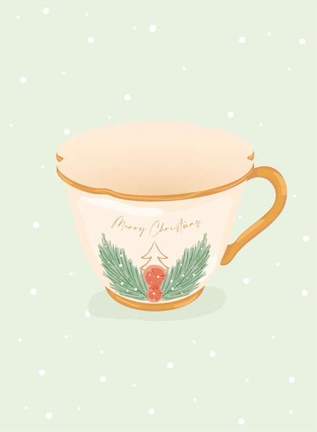 Isolated detailed empty christmas tea cup vector