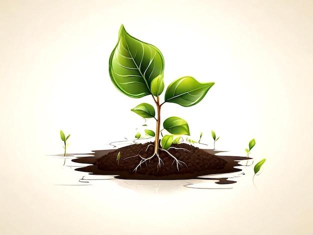 Isolated Diagram showing plant growing on white background Vector