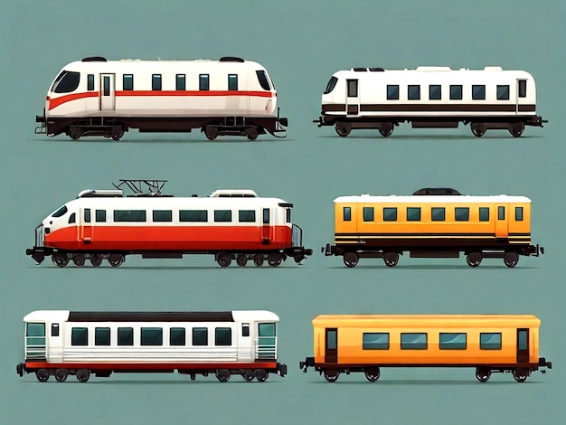 Изолированные различные типы поездов иллюстрационный вектор