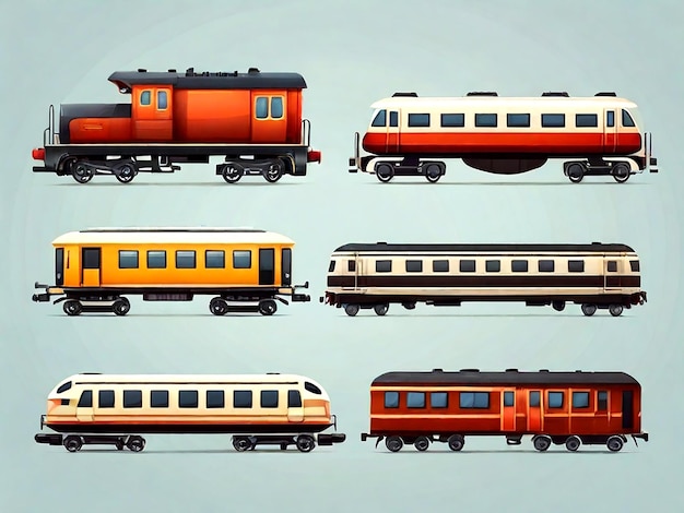 Изолированные различные типы поездов иллюстрационный вектор