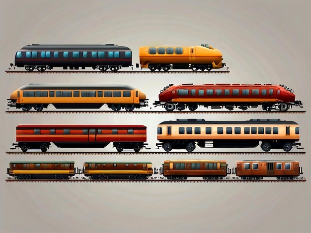 isolated Different types of trains illustration vector