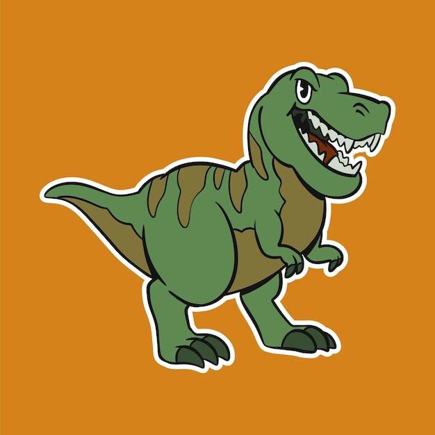 Isolated Dinosaur Cartoon Illustration with Yellow Background