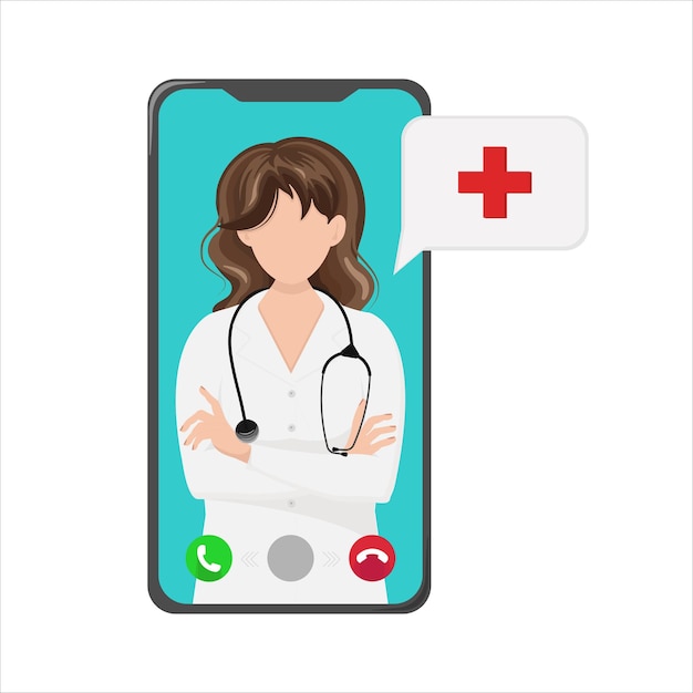 Vector isolated doctor in the phone, doctor call