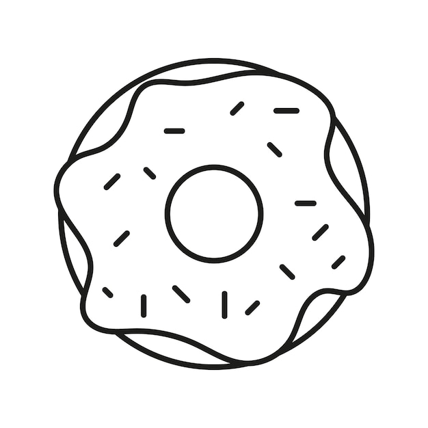 Isolated doodle Donut black and white Outline vector illustration Icon sweets concept