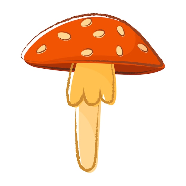 Illustrazione vettoriale di doodle isolato del fungo agarico di mosca della foresta screziato