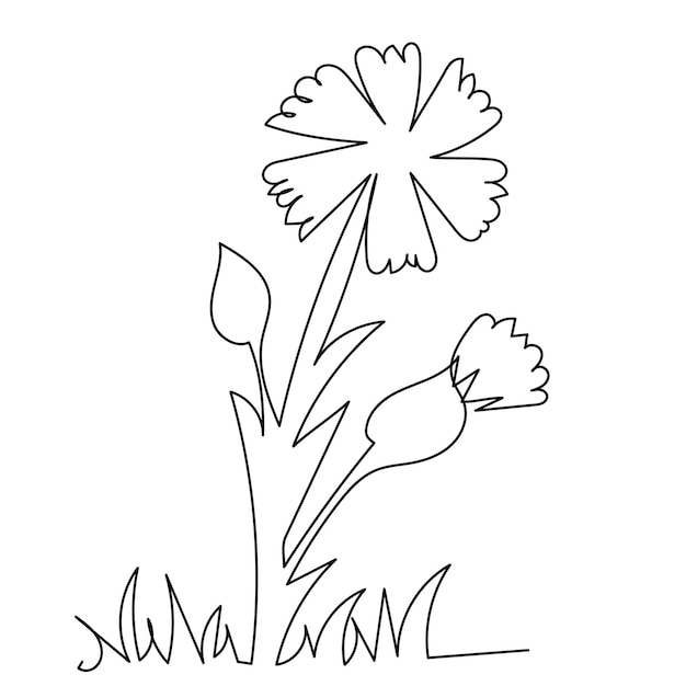 Vector isolated drawing a continuous line flower