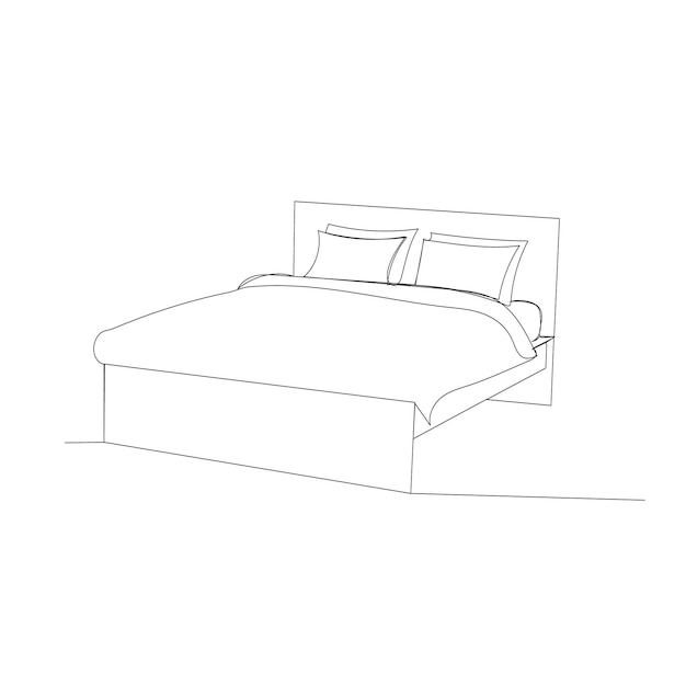 Isolated drawing a single continuous line bed