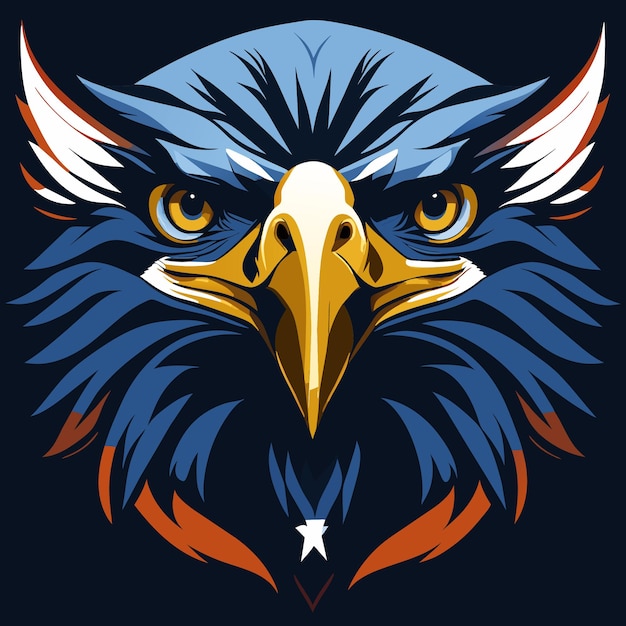 Isolated eagle face in us flag