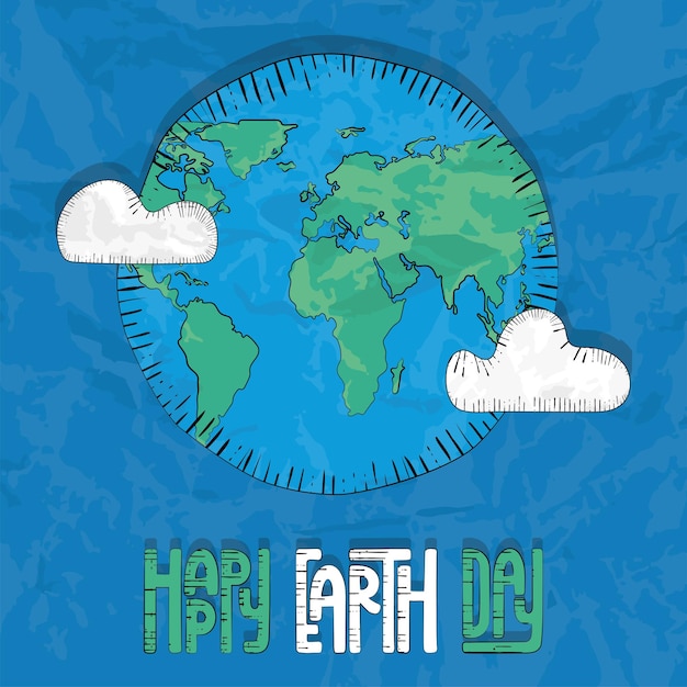 Vector isolated earth planet sketch happy earth day poster vector