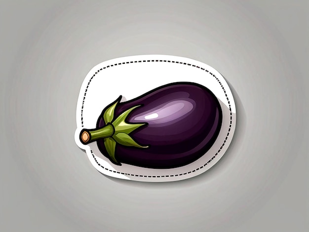 Vector isolated eggplant sticker on white background vector