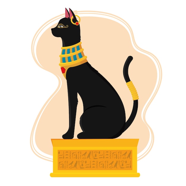 Vector isolated egyptian cat monument icon egypt travel vector illustration