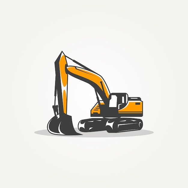 Disegno dell'illustrazione vettoriale del modello del logo dell'etichetta dell'icona della costruzione della macchina dell'escavatore isolato