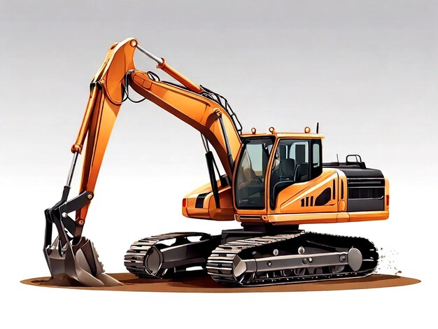 Vector isolated excavator vehicle working vector