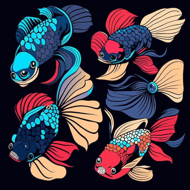 Vector isolated exotic fish vector icons vibrant digital artistry