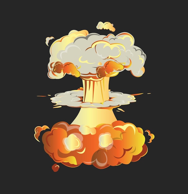 Vector isolated explosion icon on black background cartoon comic boom effect