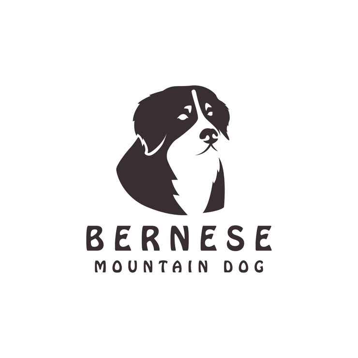 Vector 브랜드 상점 스티커 티셔츠 디자인 벡터 삽화를 위한 bernese 산 개 복고풍 애완 동물 상점 애완 동물 로고의 고립된 얼굴