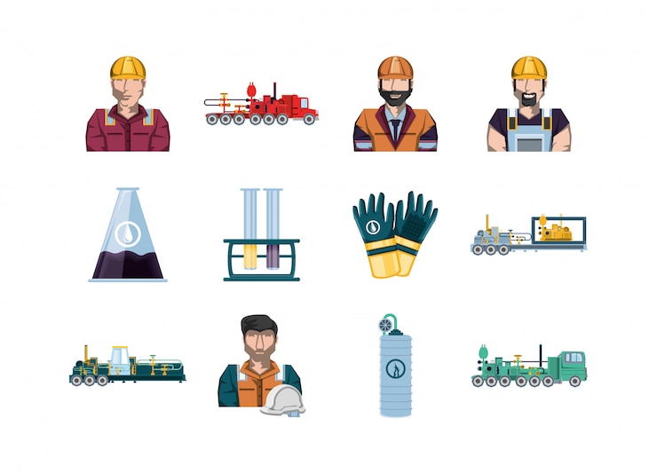 Vector isolated factory icon set 