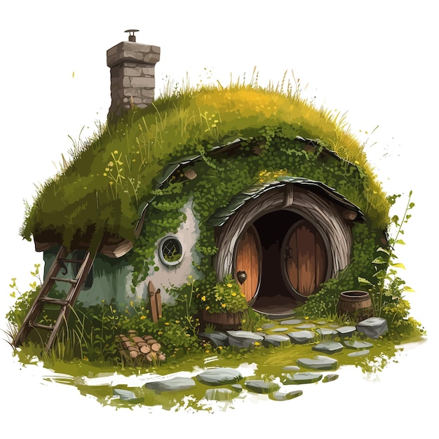 Vector isolated_fantasy_mystery_hobbit_house_vector