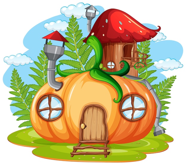 Vector isolated fantasy pumpkin house