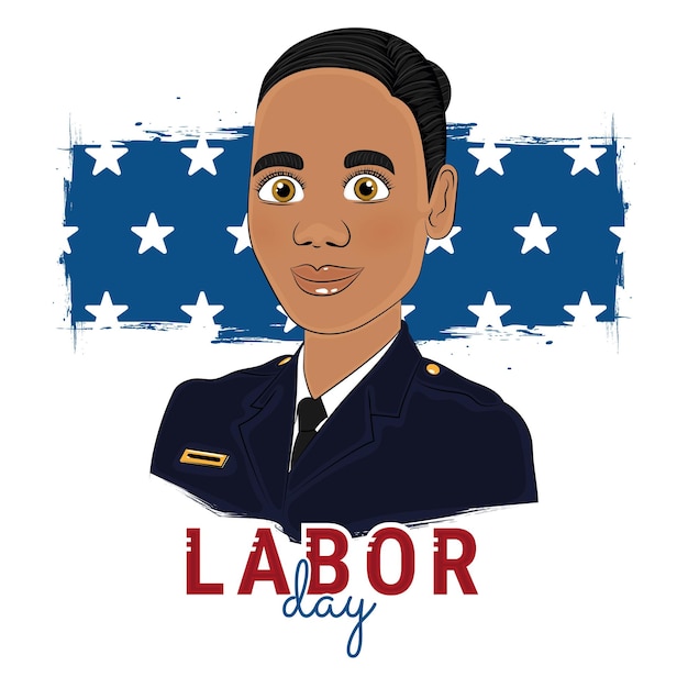 Isolated female pilot with uniform Labor day Vector