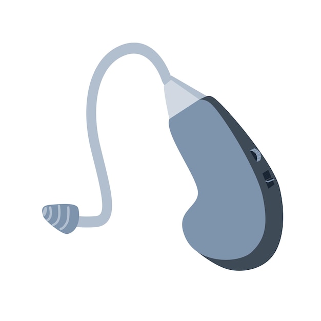 Isolated flat hearing aid icon digital hearing restoration device vector illustration colourful