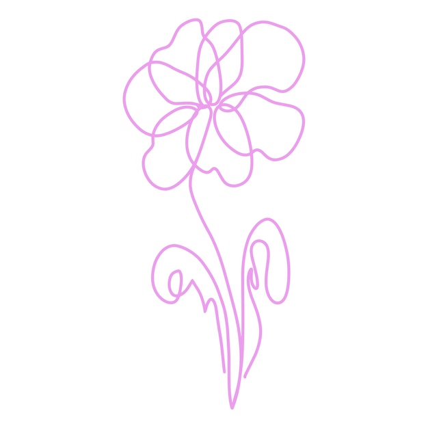 Vector isolated flower line art doodle vector illustration beautiful floral botanical decoration