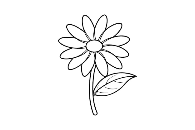 Isolated Flower Vector Elegant Botanical Bloom with Minimalist White Outline Delicate Floral